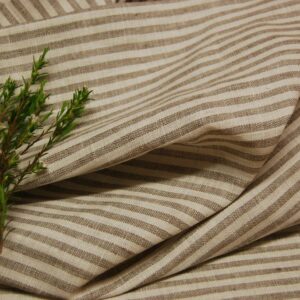 Linen 100%Stripe 5mm- Ivory/Flax