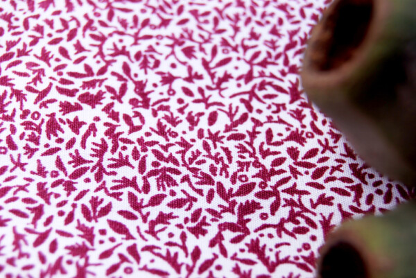 Organic Cotton Poplin- Printed Botanie -Red